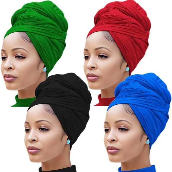 Accessories - Head Wraps for Black Women Polyester Large Hair Scarf Hijab Turban Headband